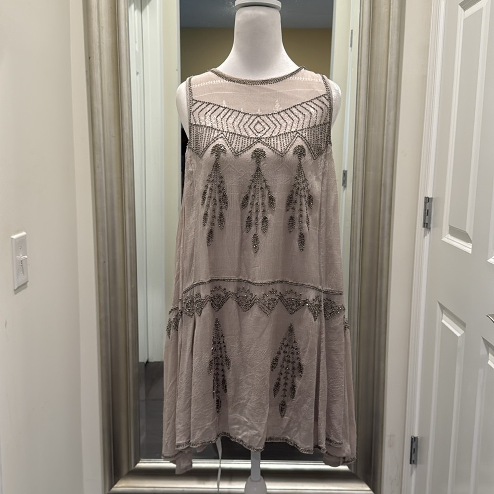 Free People Delilah Mini Dress Size Small Grey with Silver beading - Picture 5 of 16
